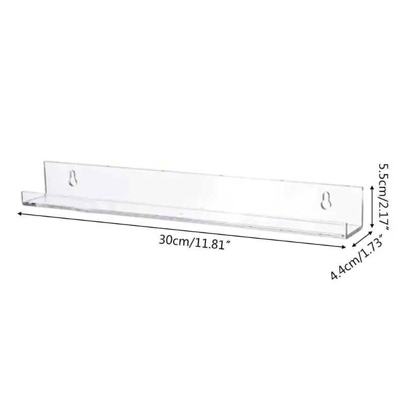 

6pcs Clear Acrylic Invisible Floating Bookshelf Storage Rack Wall Ledge Makeup Photo Display Organizer
