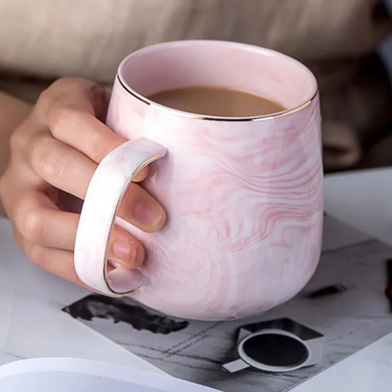 

Europe Milk Coffee Mugs Marble Gold Inlay Mug Breakfast Mug Office Home Drinkware Tea Cup 400ml for Lover's Gifts Dropshipping