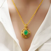 korean fashion chain unique geometric oval pendant necklaces for women neck collar water wave chain rhinestone wedding jewelry