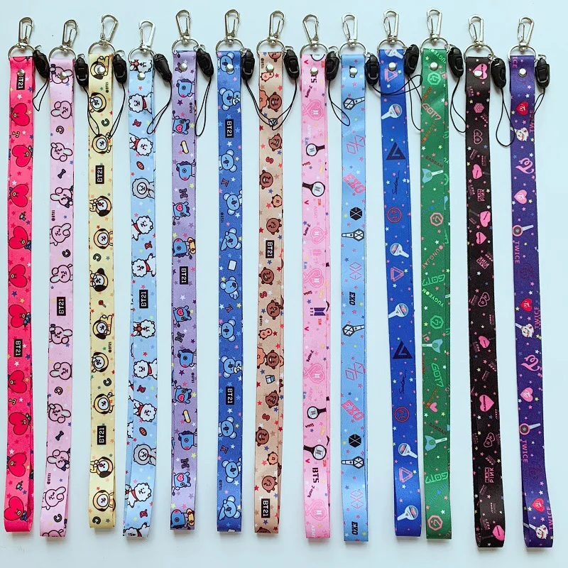 

LLBTS Youth League pink exo mobile phone strap lanyard keychain peripheral K-pop animation cute cartoon