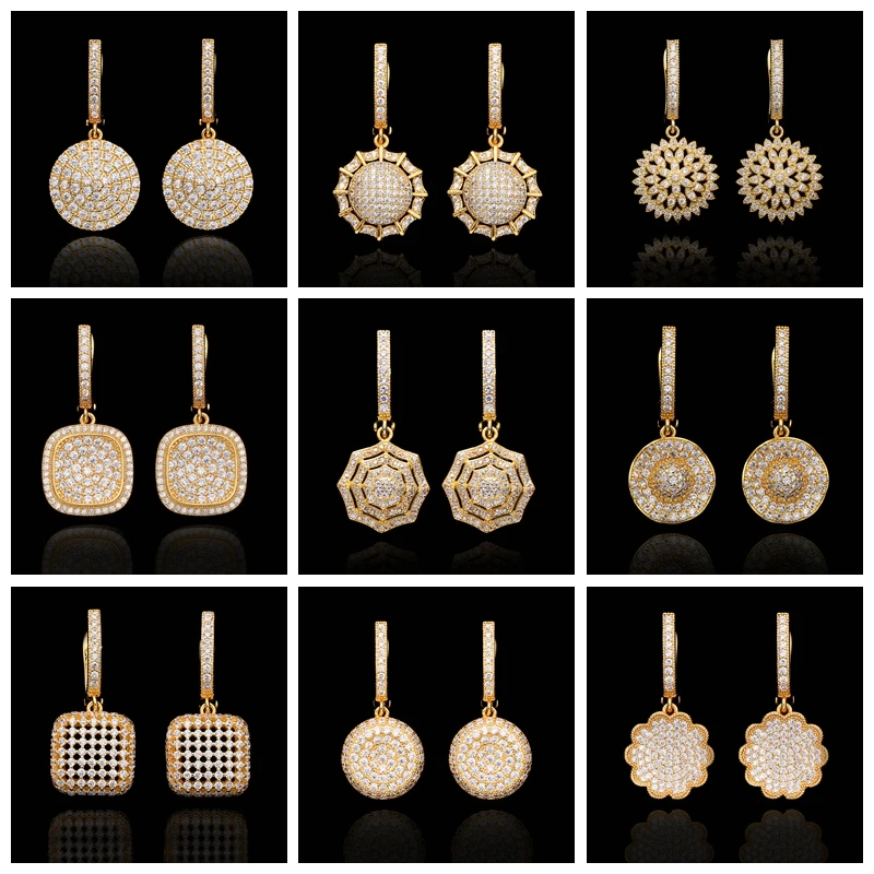 Женские длинные серьги кольца роскошные дизайнерские золотые из циркона ААА с