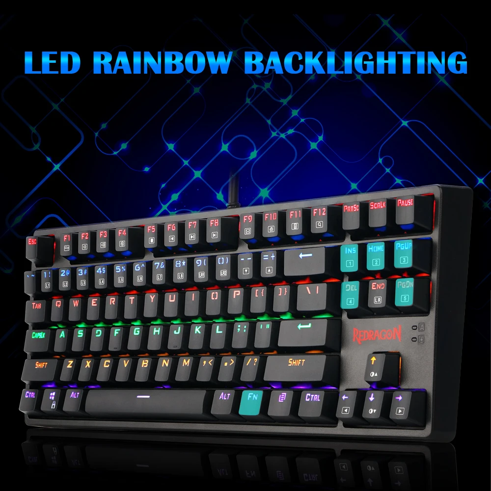Механическая игровая клавиатура Redragon DAKSA K576 Rainbow USB синий переключатель со
