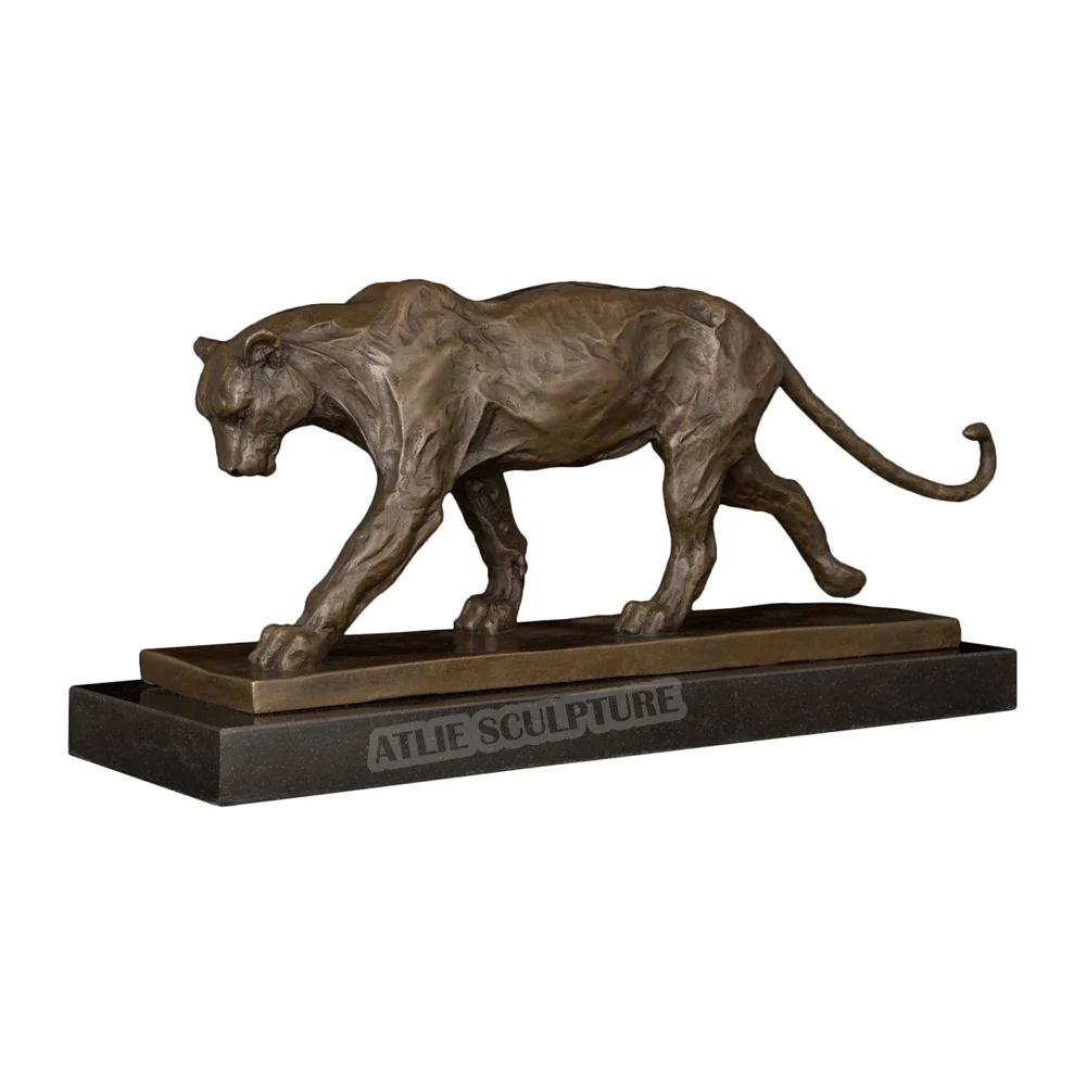 Статуя леопарда скульптура животного литая из воска бронзовая Гепард пантера