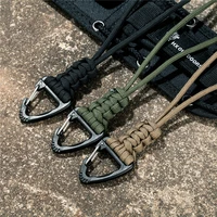 mkendn paracord keychain lanyard triangle buckle high strength parachute cord self defense emergency survival backpack key ring
