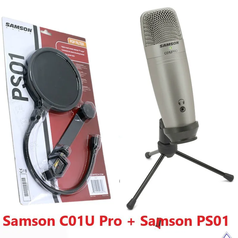 Студийный конденсаторный usb-микрофон Supercardiod Samson C01u Pro с треногой и пс01 микрофоном поп-фильтр экран для уменьшения плотивов