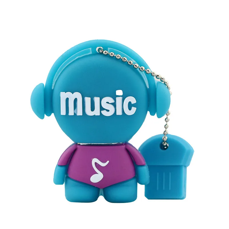 Милый флеш-накопитель с героями мультфильмов, 64 ГБ, USB флеш-накопитель с музыкальным человеком, 4 ГБ, 8 ГБ, 16 ГБ, флеш-накопитель, флеш-карта памяти для музыканта, 128 ГБ, музыкальные игрушки, u-диск - Цвет: 02 Blue