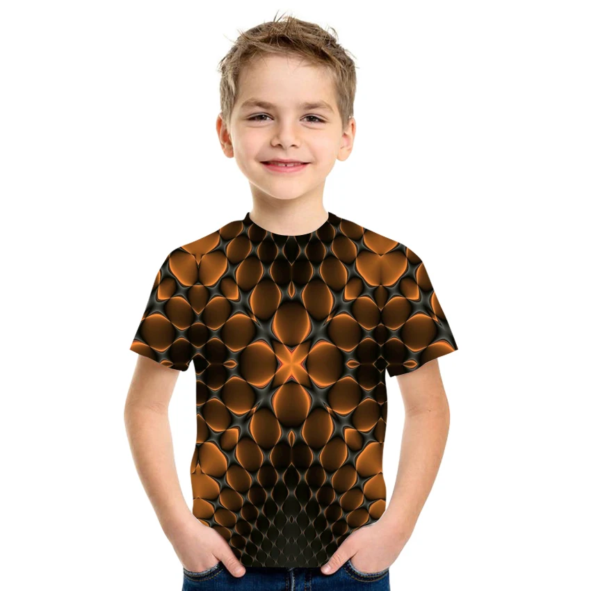 

2021 summer printed T-shirt 3D printing for boys and girls, casual and loose size 4T-16T.