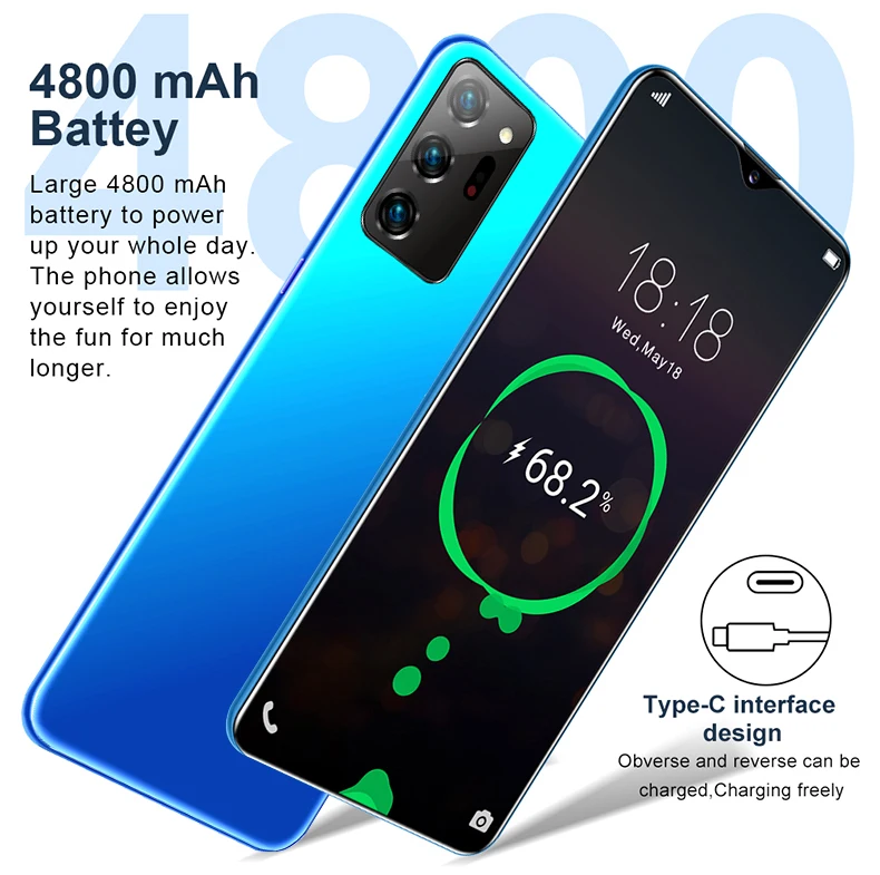 

Sale NOTE20 + Ultra6.5 Inch Smartphone Android 10.0 16MP+32MP 12GB+512GB4800mAh Unlock Global Version 4G 5G Celulares Smartphone