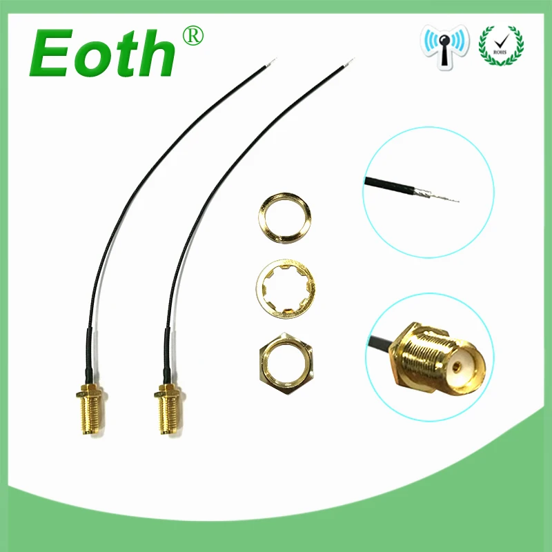 EOTH Extension Cable SMA Female 2.4GHZ ANTENNA WIFI IPEX 10P 20P cable plug Open End with Sn tip for pcb soldering Pigtail Cable