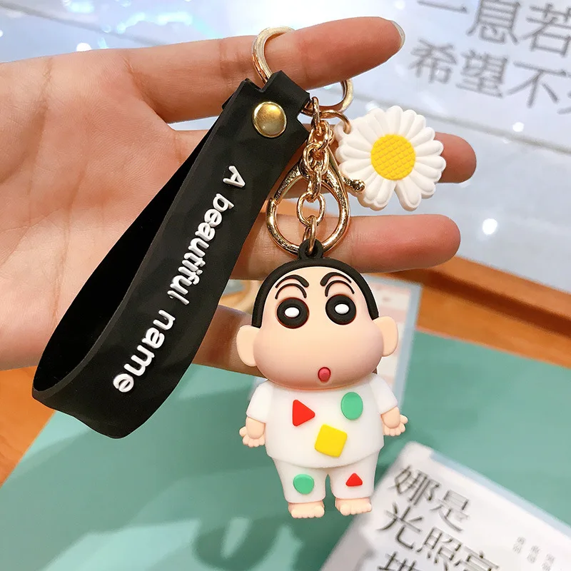 

Anime Crayon Keychains Pvc Doll Chrysanthemum Keyrings Cute Fun Cartoon Fashion Pendant Accessories Gift Key Chain Wholesale