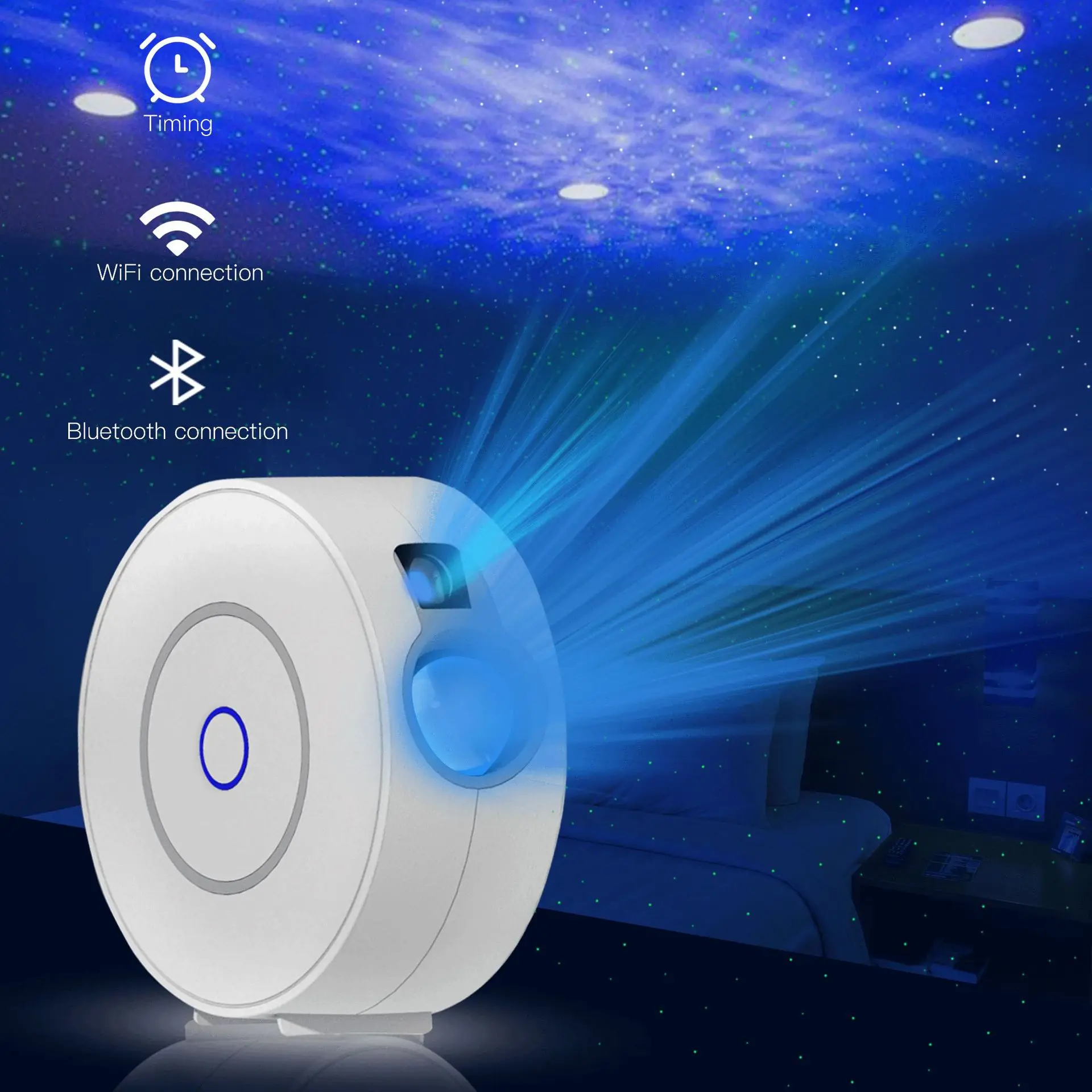 Smart Star Projector with Nebula Cloud Moving Ocean Wave Starry Sky WiFi Night Light Projector Work With Alexa App Control enlarge