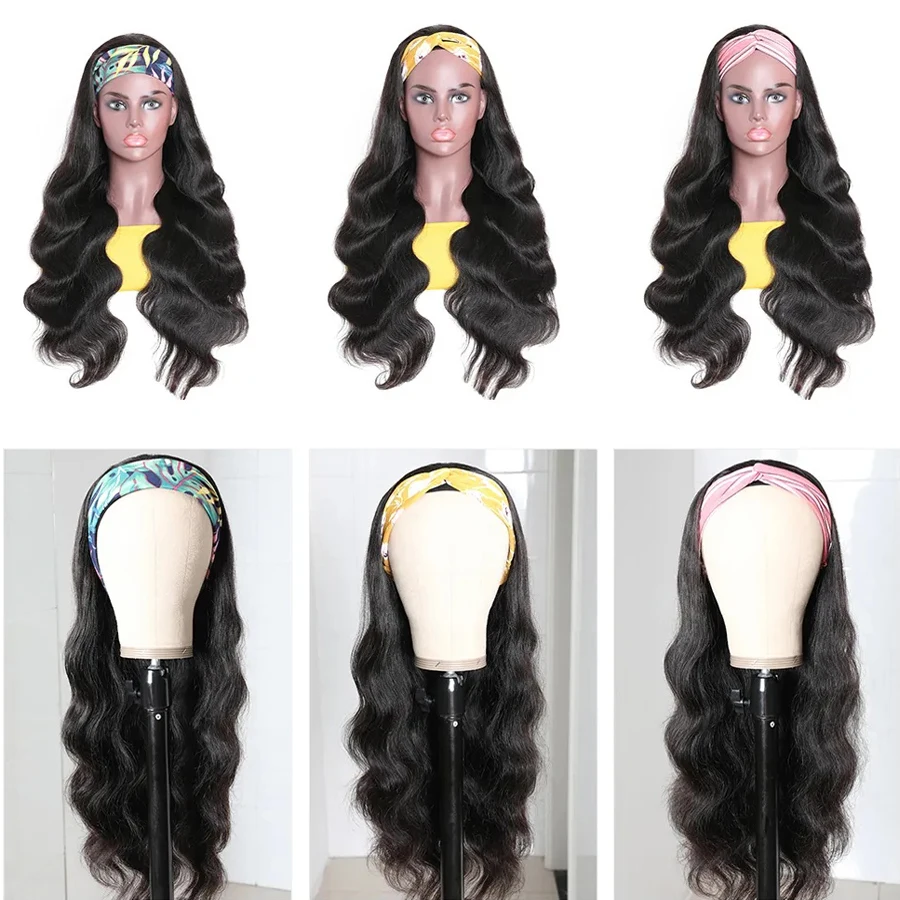 Объемные волнистые человеческие волосы рабочая бразильская повязка на голову