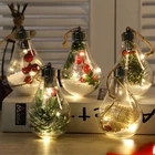 1 шт. светодиодный Прозрачный Рождественский шар, рождественские украшения, креативная имитация лампочки, украшение для рождественской елки, подвесной пластиковый шар