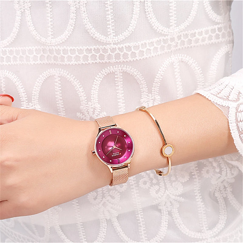 

Luxury Dress Diamond Quartz Watches Women Fashion Clock Stainless Steel Mesh Ladies Wristwatch Brand Women's Watch 9036