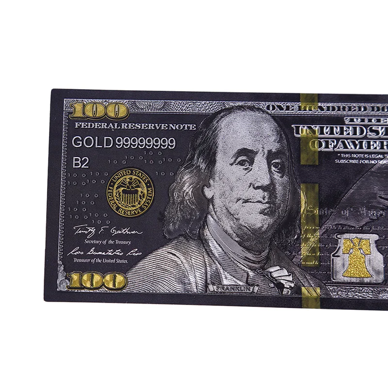 Antique Black Gold Foil USD 100 Currency Commemorative Dollars Banknotes Decor |