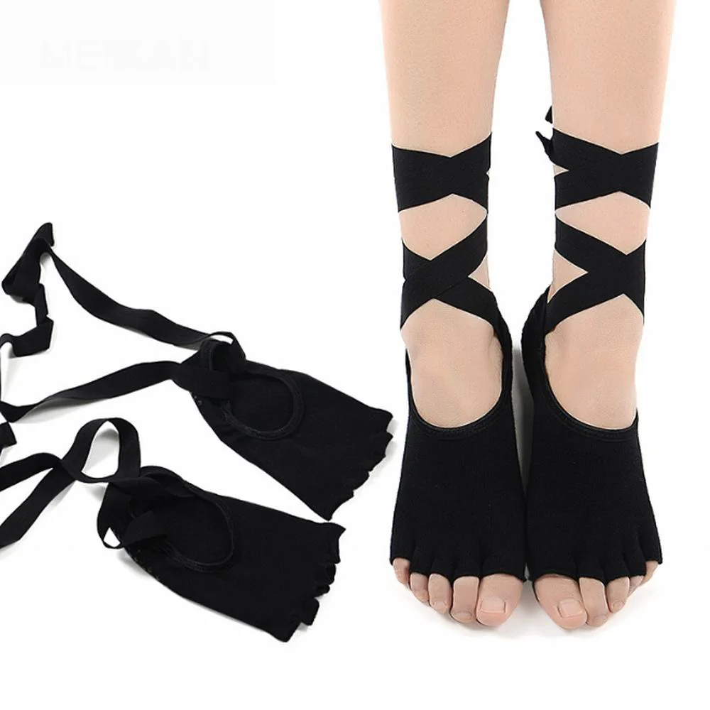 100% хлопковые женские носки для йоги с перекрестной повязкой массажные
