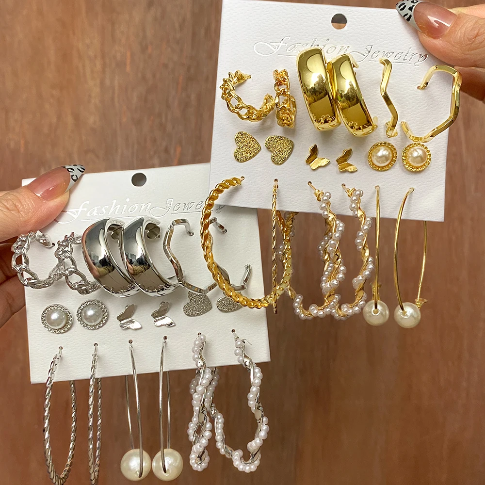 

Модные Винтажные жемчужные металлические серьги-подвески для женщин в стиле панк Крупногабаритные круглые металлические цепи Висячие сер...