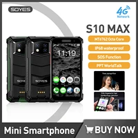 Soyes S10 MAX IP68 Waterproof Rugged Phone MT6762 Octa Core Mini Smartphone Android Mobile Phone Dual PTT Intercom 2400mAh