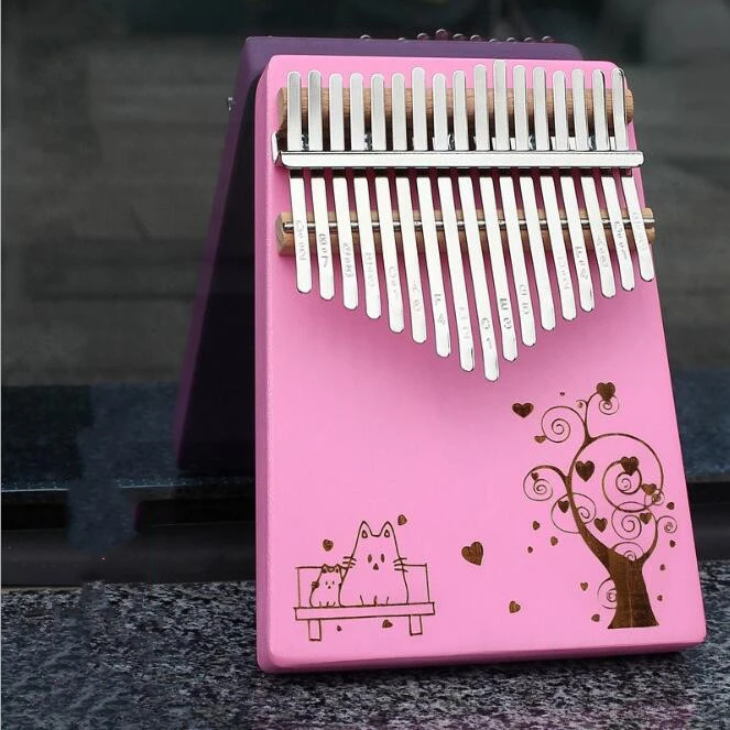 17-key Kalimba Африканский твердый палец пианино розовый мультфильм калимба мбира дуим
