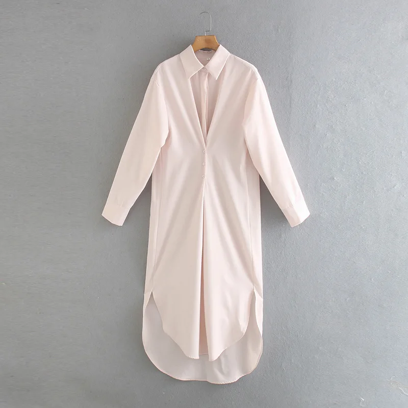 

Женское шелковое атласное платье-рубашка Za, однотонное платье-рубашка с длинным рукавом в офисном стиле, весна 2021