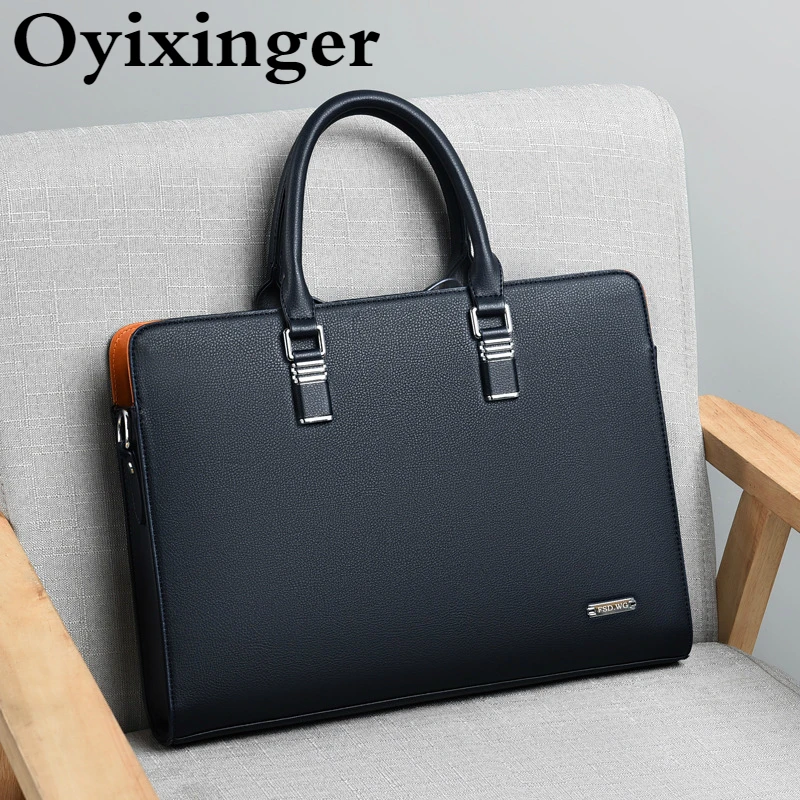 

Oyixinger Men's Bag Fashion Leather Briefcase For Man Business Shoulder Bags Casual Crossbody Bag Large Capacity Handbags Male
