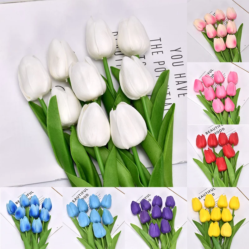 

Tulip Artificial Flower Real Touch Artificial Bouquet Fake Flower for Wedding Party Decoration Home Desktop Garden Decor 1Pc