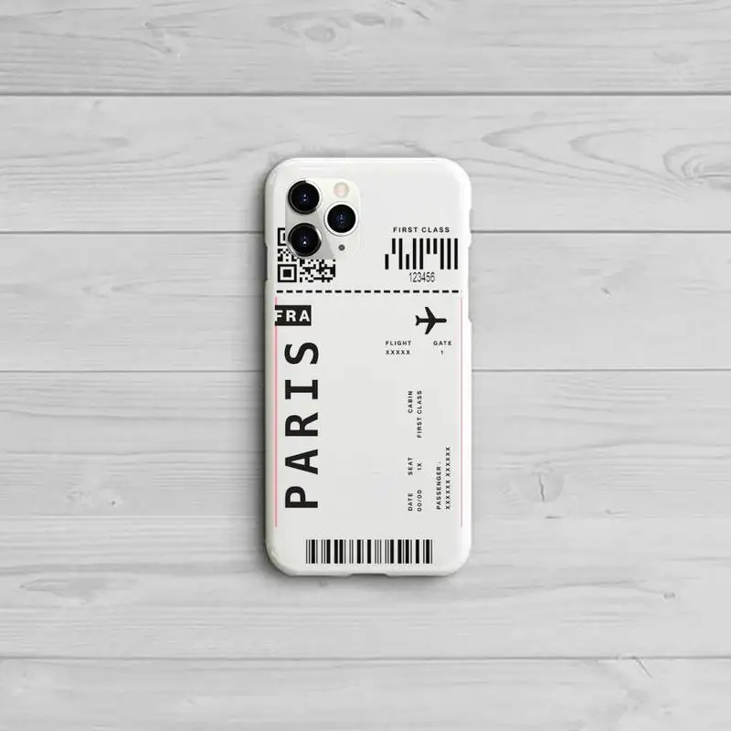 

AIR Tickets Travel Label Country Phone Case Candy Color White for iPhone 11 pro XS MAX 8 7 6 6S Plus X 5S SE 2020 XR