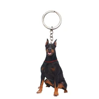 doberman acrylic keyring animal sitting dogs keychain not 3d car key chain ring new year gifts for women mens ladies keyring
