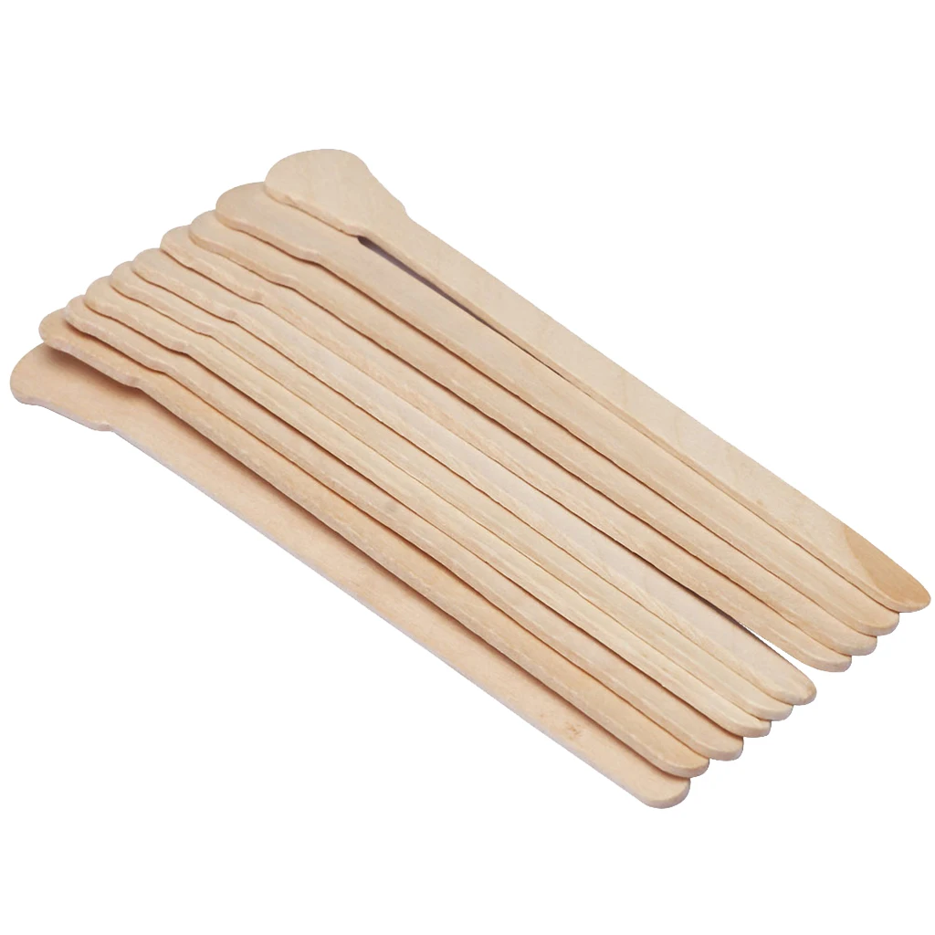 100 Pieces Wooden Hair Removal Sticks Wax Applicator Waxing Beans Spatulas for Facial Mask | Красота и здоровье
