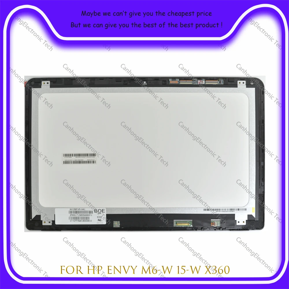 

15.6-Inch For HP Envy X360 M6-W m6-w100 m6-w199 15-W TPN-W114 LED LCD Touch Screen Glass Digitizer With Frame P/N: 807532-001