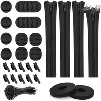 136 pcs cord wire winder silicone organizer kit 4 cable sleeve split self adhesive cable clips holder roll tie fastening cable