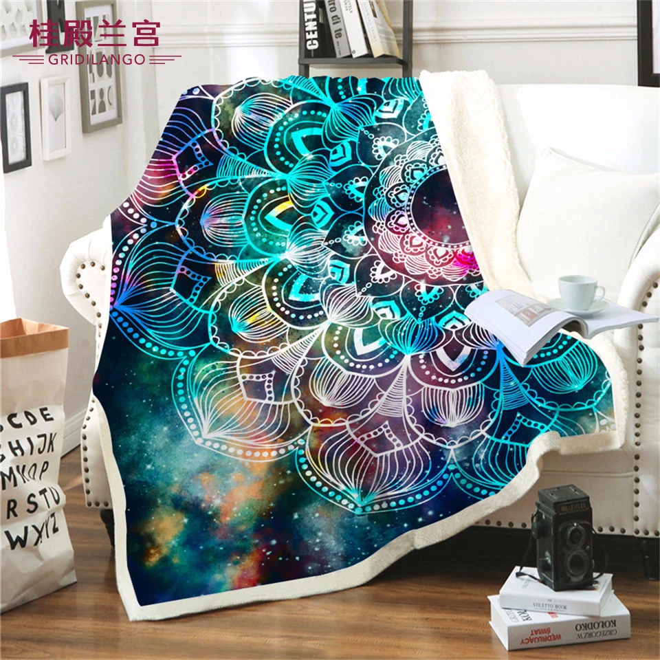 Boho Мандала Геометрическая Звезда поле красочное Галактическое шерпа одеяло