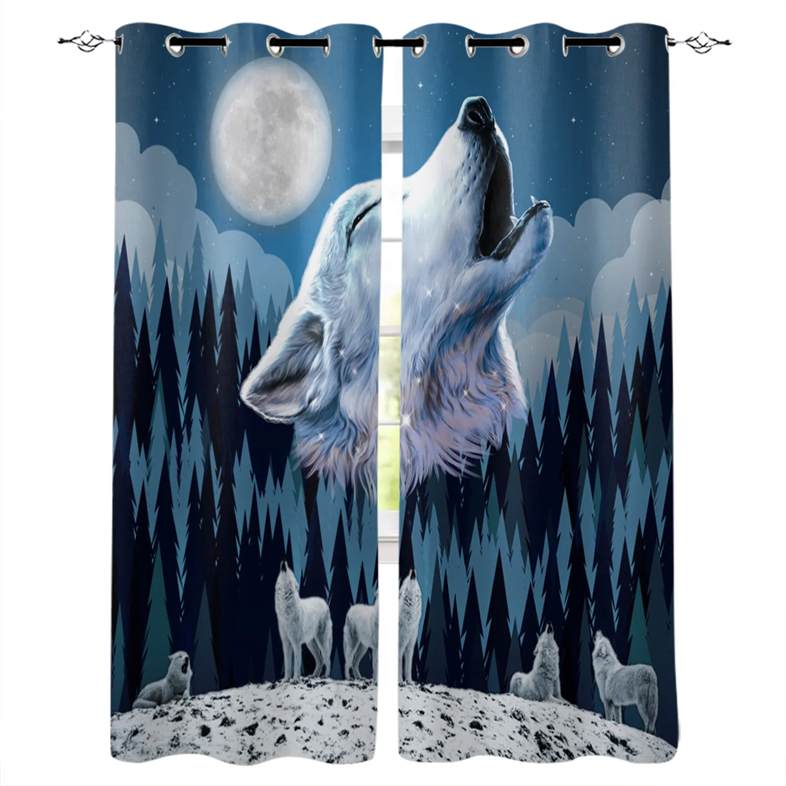 Занавески из древесины с воющим луной для домашнего декора занавески гостиной