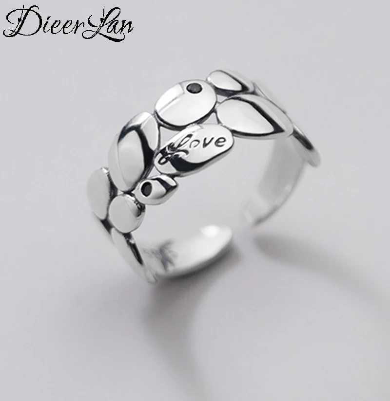 

Punk 925 Sterling Silver Large Leaf Finger Rings For Women Antique Ring Christmas Gifts Jewelry 2021