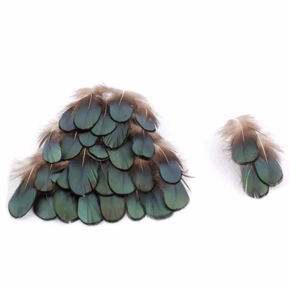 Натуральные зеленые амешные бронзовые переливающиеся перья для поделок 5 8 см