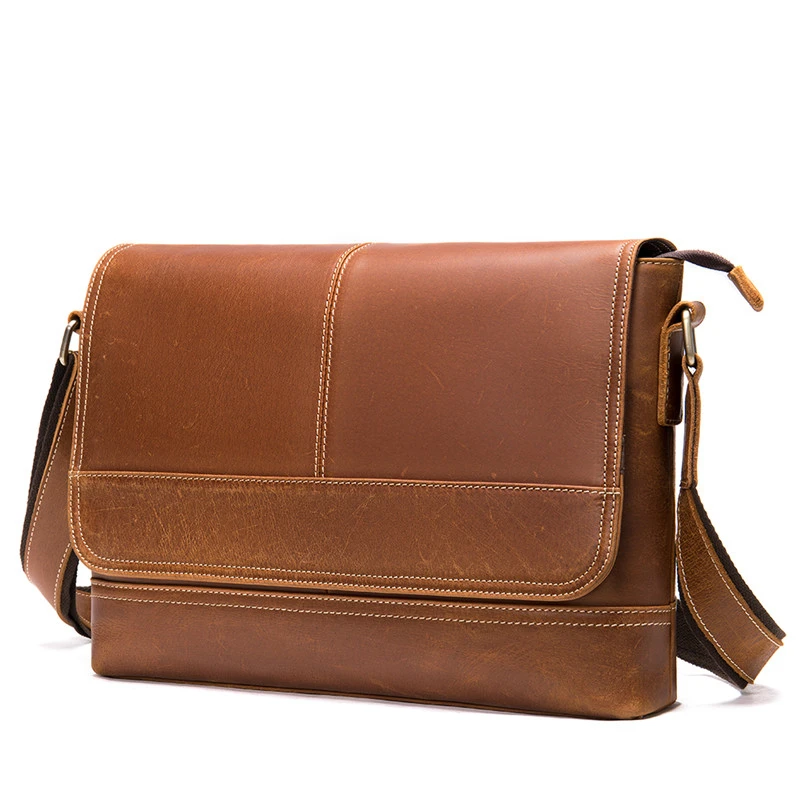 Vintage Men Briefcase Business Shoulder Bag Leather Messenger Bags Computer Laptop Handbag Bag Men's Travel Bags