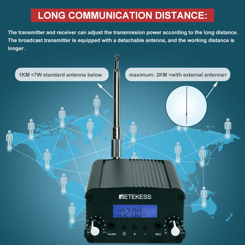 Беспроводной fm-передатчик Retekess TR509 радиостанция стерео + 10 шт. TR101 наушники для
