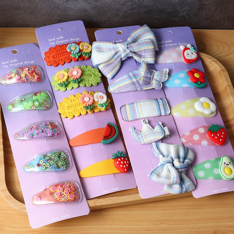 

5 Pcs/Set Cute Cartoon Hairpins Rainbow Fruit Children Lovely Hair Clip Hair bands Girls Headband Hair Clips Hair Accessories