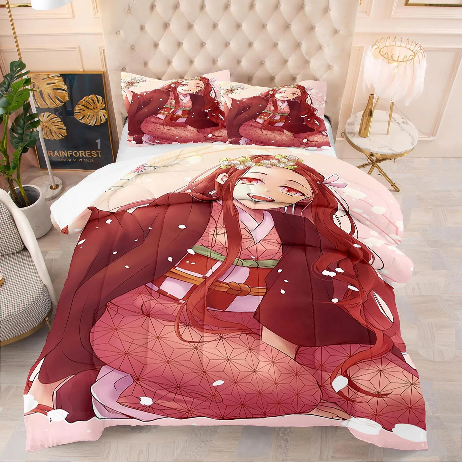 Anime Kochou Shinobu Kamado Nezuko Cosplay Duvet Cover Cartoon Bedding Sets Bed Set Quilt Comforter Covers Home Textiles | Дом и сад