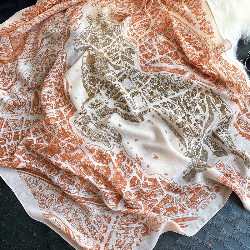 

2021 New Horse Print Cotton Scarf for Women Luxury Brand Long Shawls and Wrap Spring Autumn Warm Scarves Pashminas Hijab Foulard