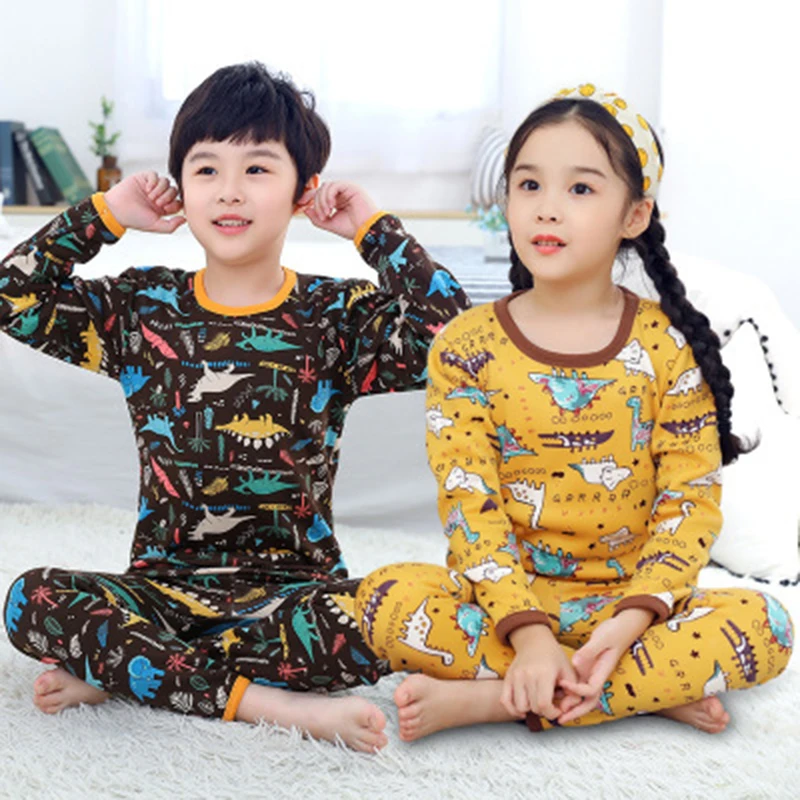 Зимний пижамный комплект с героями мультфильмов Рождественский осенний костюм