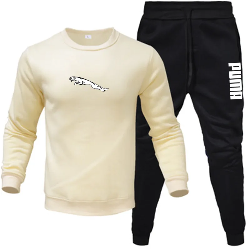 

Autumn And WinterNewMen's FleeceRound Neck Suit FashionCasual Sports SweaterLong-Sleeved TrousersTwo-Piece Suit