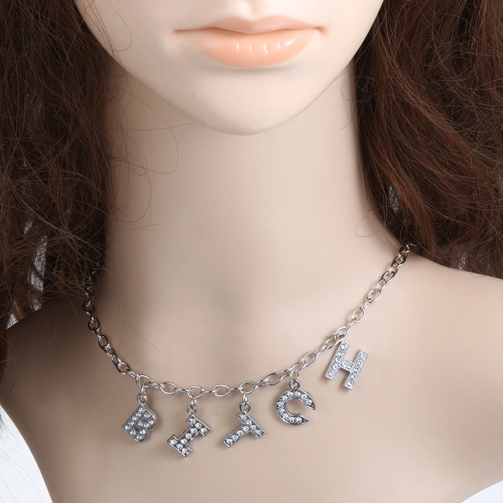 BABY HONEY Choker Femme Punk Collier Bijoux Harajuku буквы из кристаллов Ангел ожерелье женское