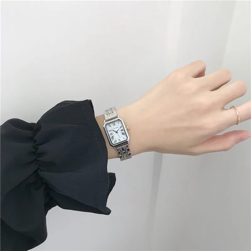 Rose Gold Silver Alloy Women Fashion Watches Retro Rectangle Ladies Roma Wristwatches Ulzzang Brand Female Quartz Clock W9864 enlarge
