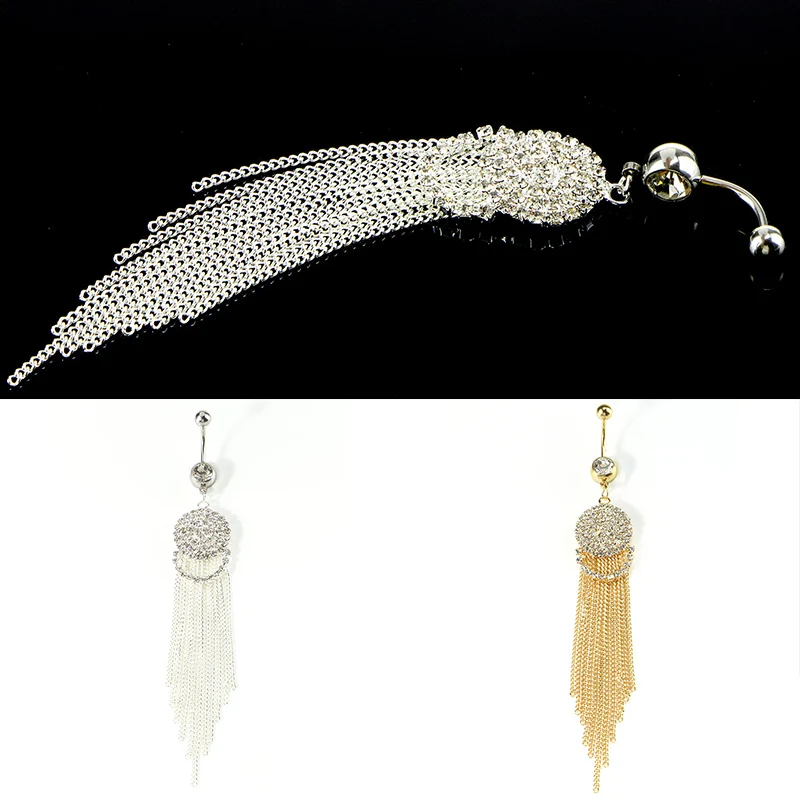 1 шт. бижутерия пирсинг пупка трендовая Длинная кисточка кольцо Стразы Круглый