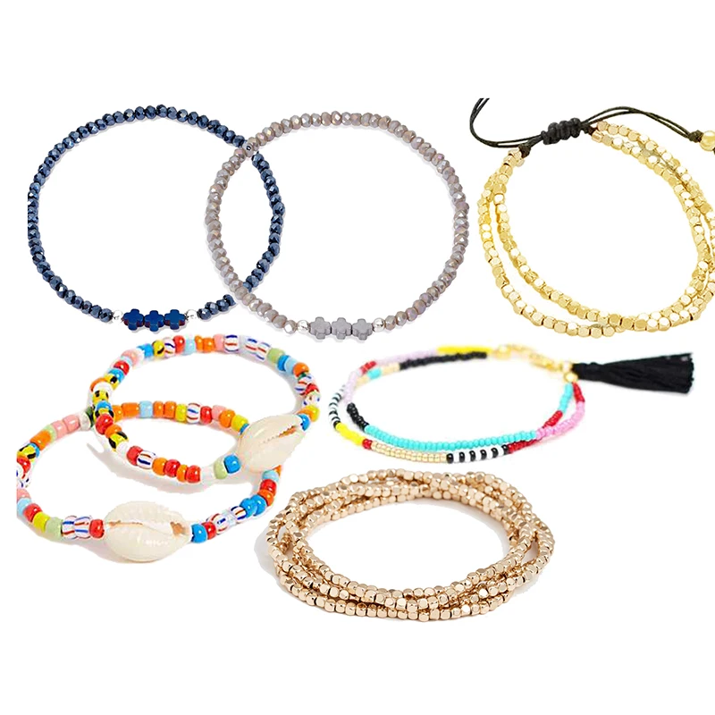Женский эластичный браслет с бусинами из натурального камня | Украшения и