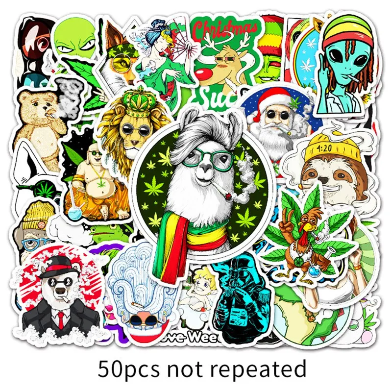 

50Pcs Funny Smoking Graffiti Stickers Luggage Laptop Waterproof Stickers Water Cup Guitar Skateboard Car Decoration Sticker