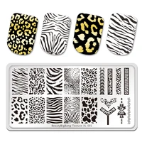 beautybigbang stamping plates tiger zebra leopard print animal image stainless steel stencil nail art template texture xl 001