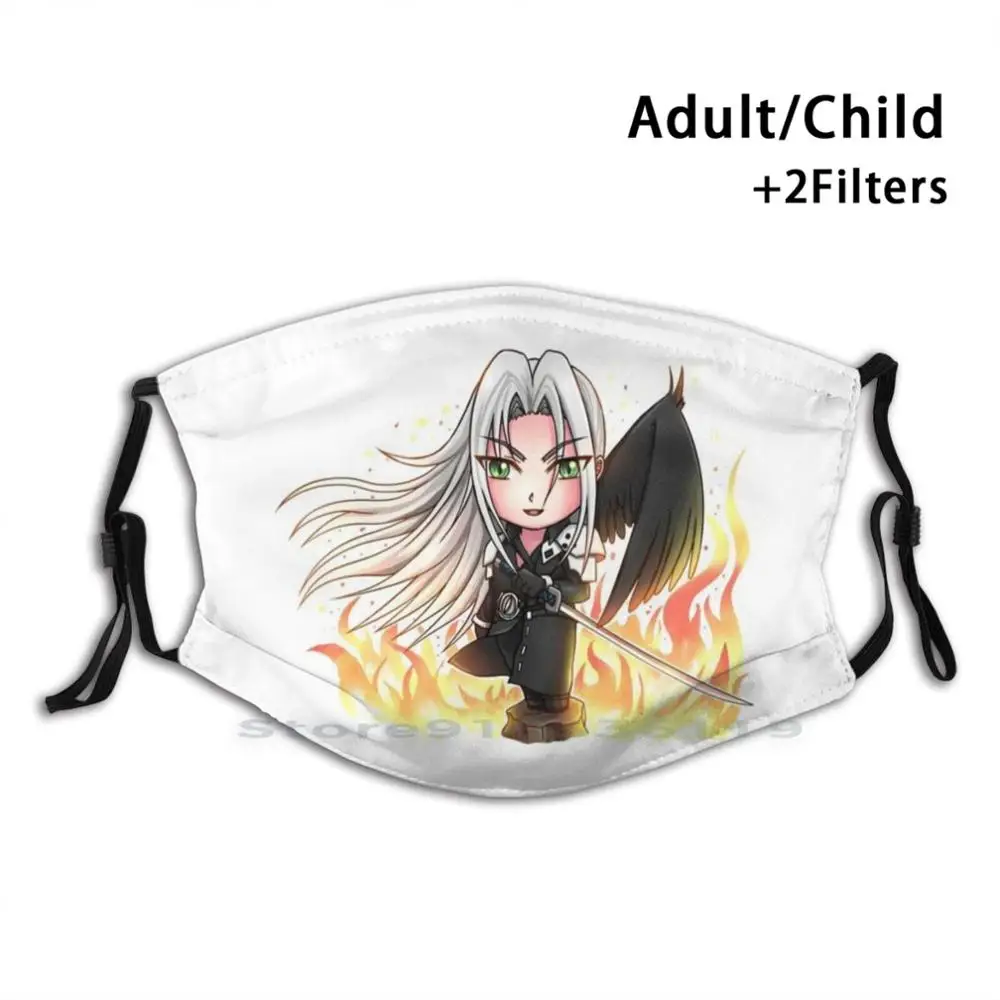 

Однокрылая многоразовая маска для рта Pm2.5 с принтом ангела, детская маска для рта Sephiroth Aerith gainsпри последней фантазии 7 финал