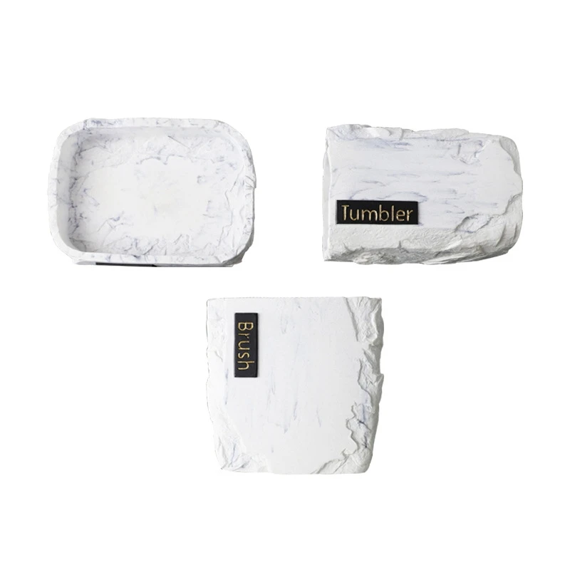 

3Pcs Resin Bathroom Accessories Set,Marble Design Toothbrush Holder Set, Contain Toothbrush Cup, Soap Dish,Tumbler